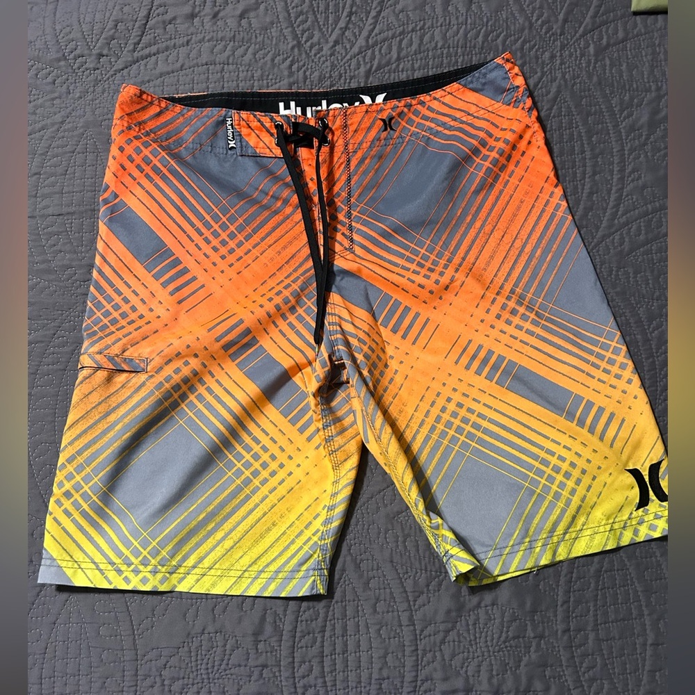 Hurley Men's Vibrant Orange and Gray Board Shorts